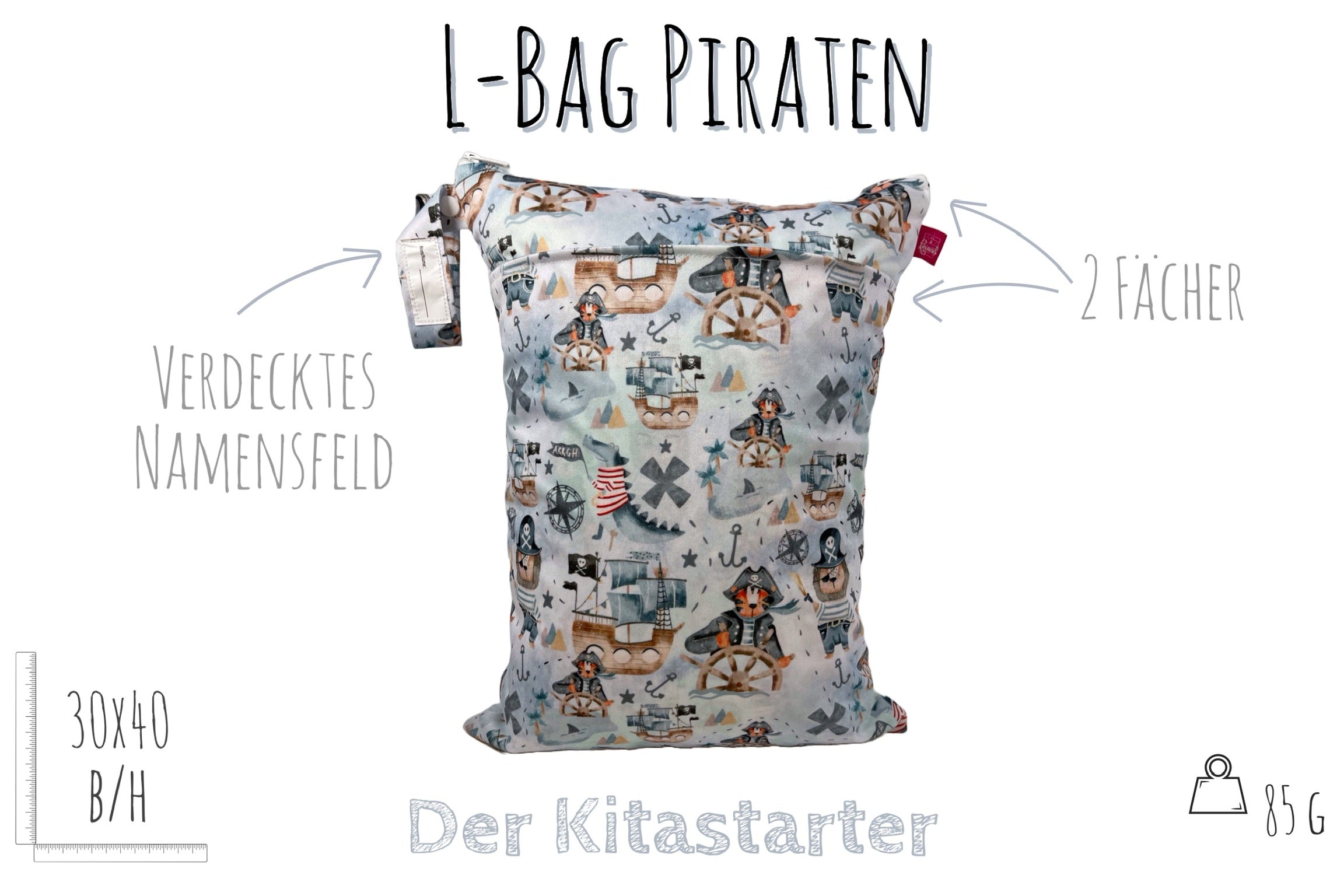 Große Wetbag "Ahoi" - Nasstasche für Kita, Windeln & Badebekleidung