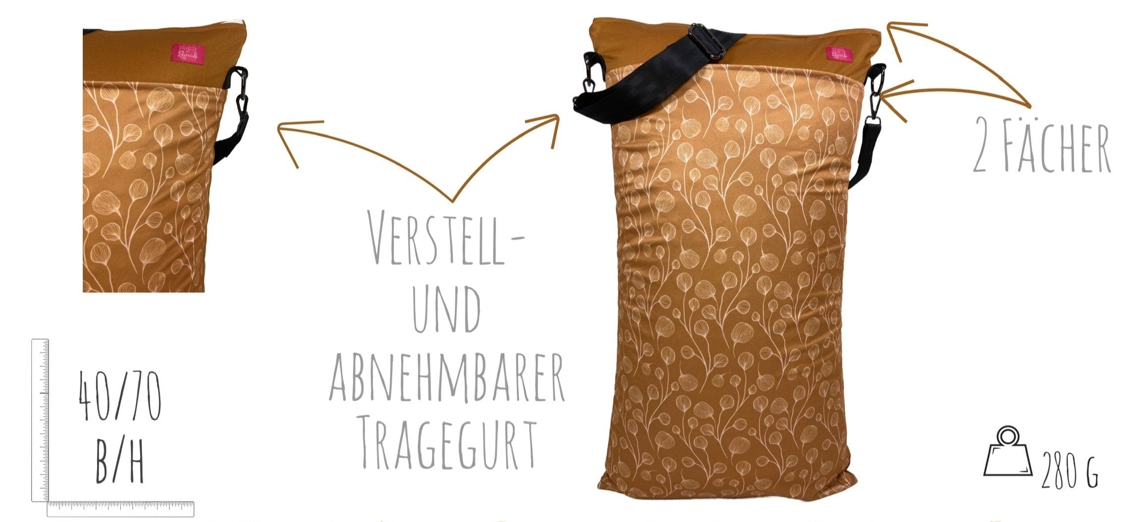 XXL Wetbag „Bronze“ - Wäschesack für Schmutzwäsche, Stoffwindeln, Badesachen