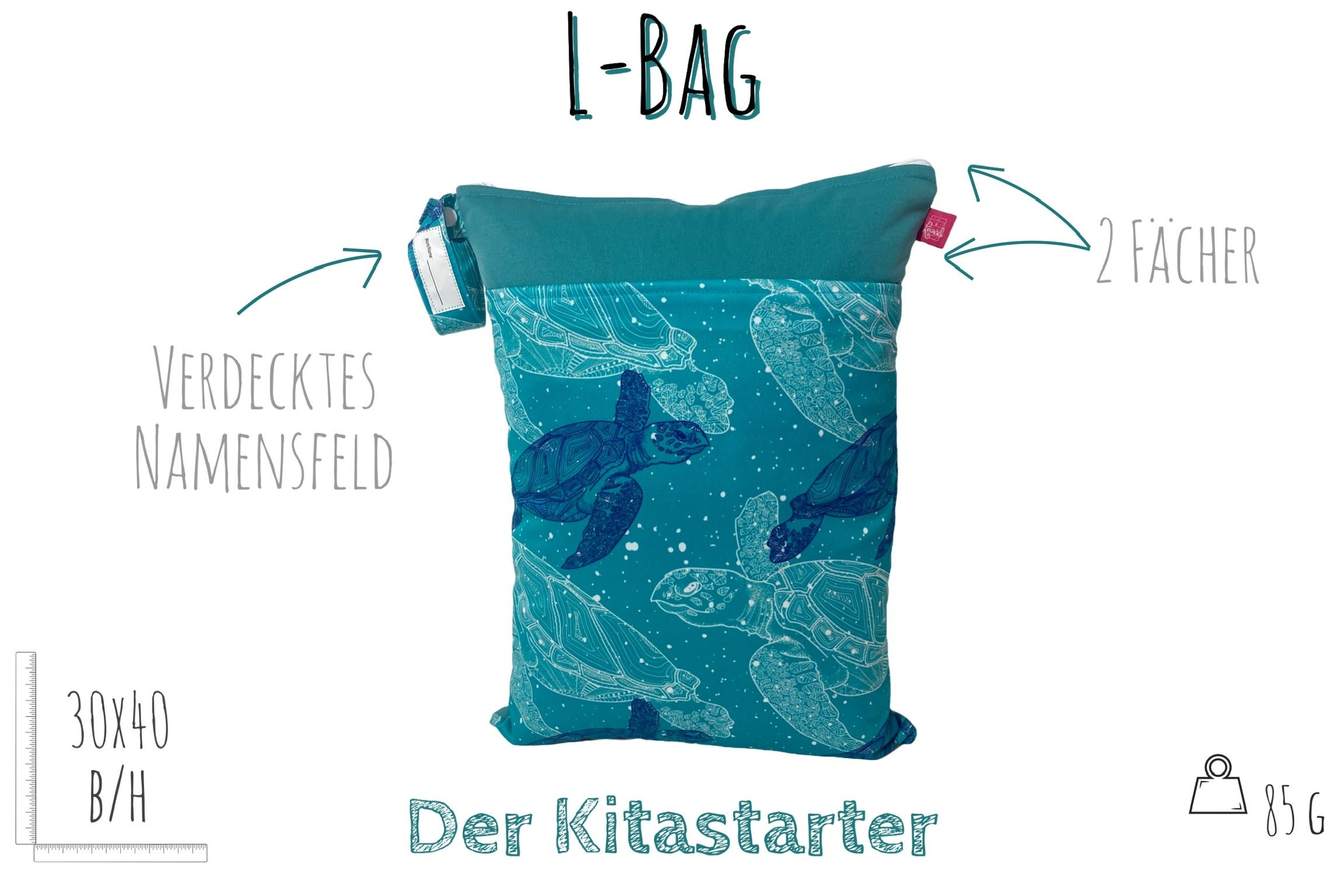 Große WETBAG mit NAMEN "Schildkröten" - für Badesachen, Schmutzwäsche uvm.