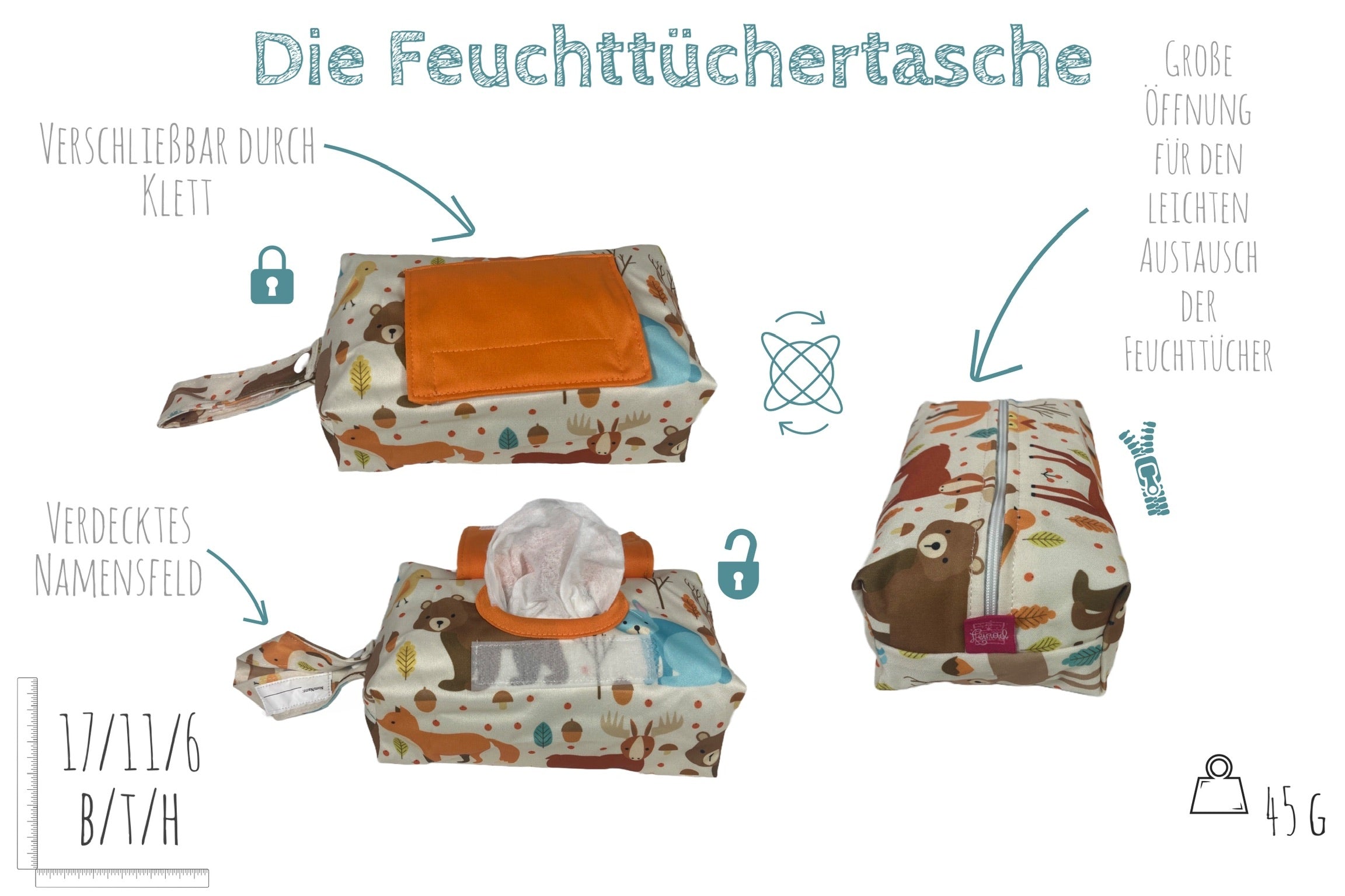 WeBaDa Feuchttuchtasche – Waldtiere