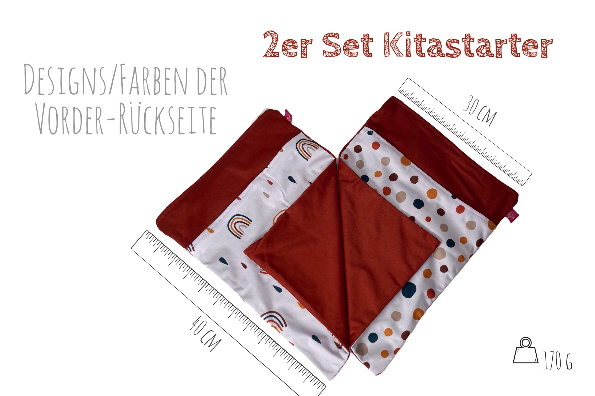 Kitastarterset „Regenbögen & Punkte“ - Personalisierbare Wetbags