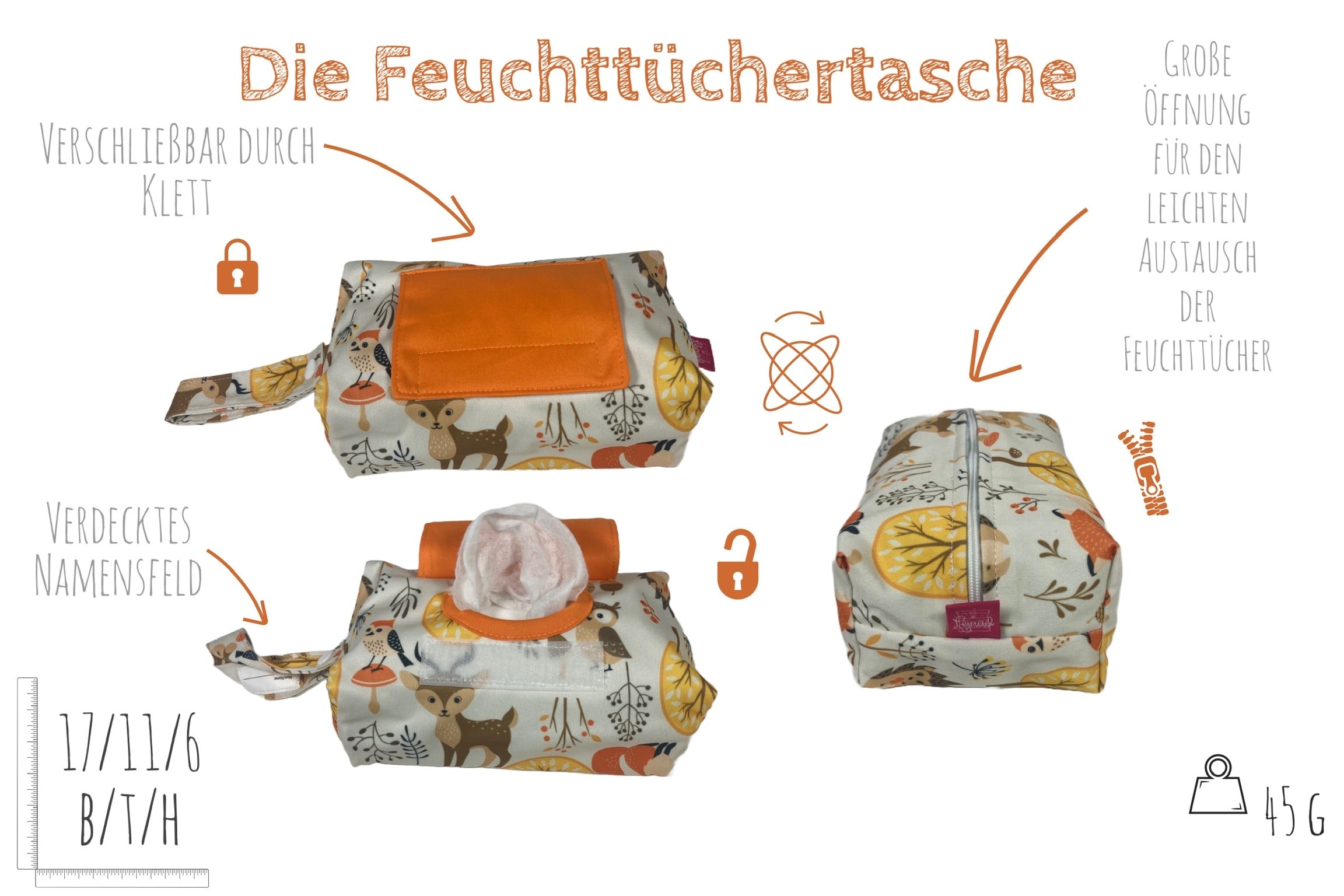WeBaDa Feuchttuchtasche – Waldtiere