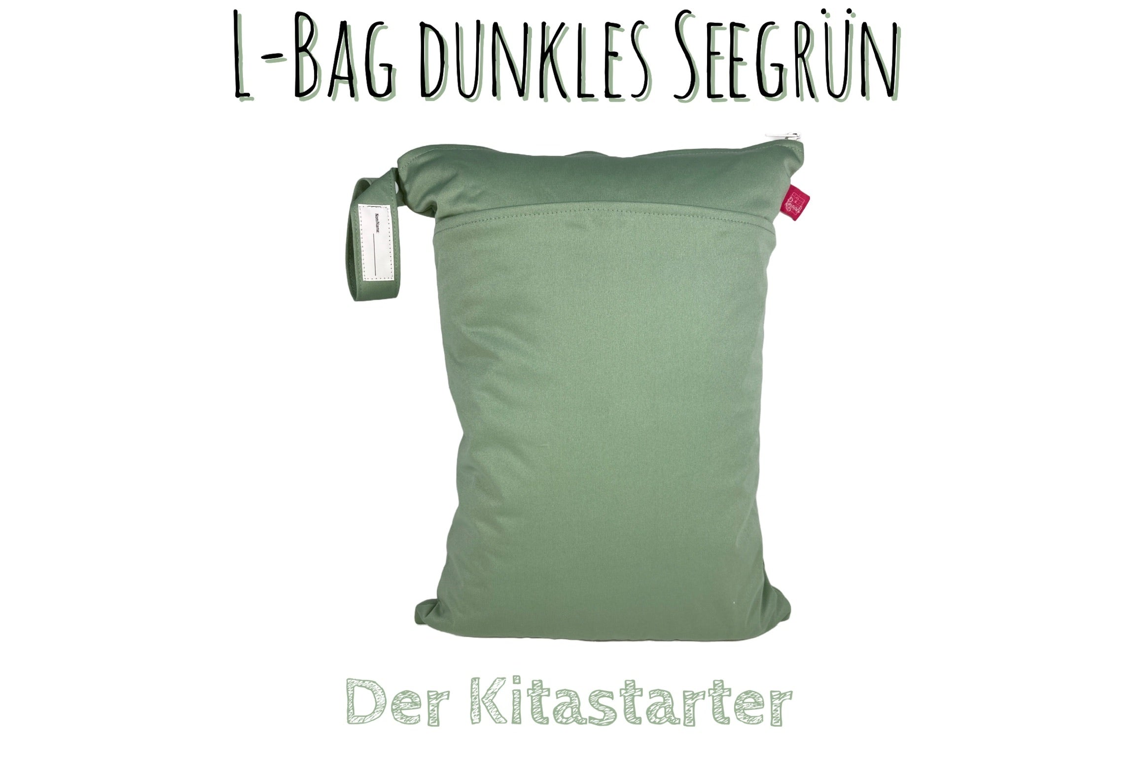 Großer unifarbener Wetbag „Seegrün“ - personalisierbarer Nassbeutel für Urlaub, Sport & Kita