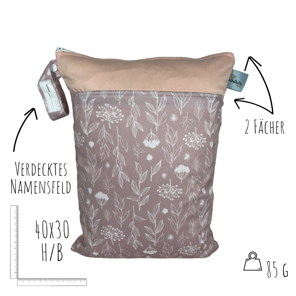 Wetbag „Zweige rosé“ - personalisiertes Geschenk