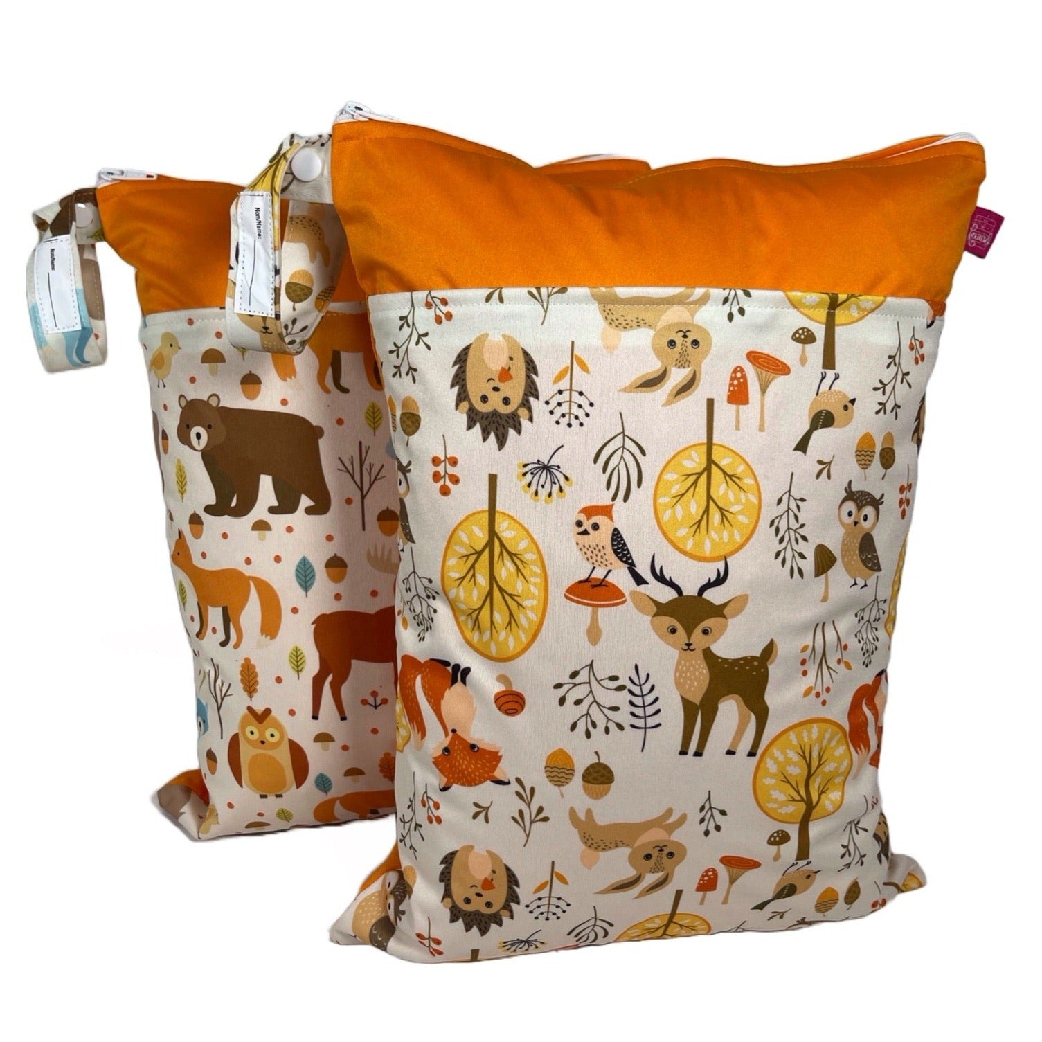 Kitastarterset „Waldtiere orange“ - Personalisierbare Wetbags