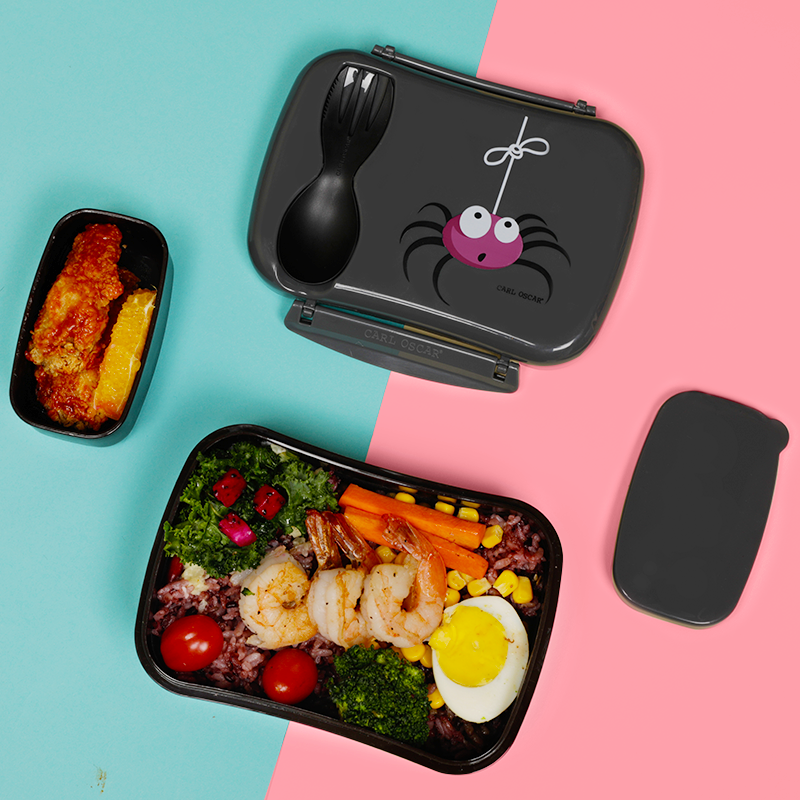 Brotdose mit Kühlakku & Besteck – Grau