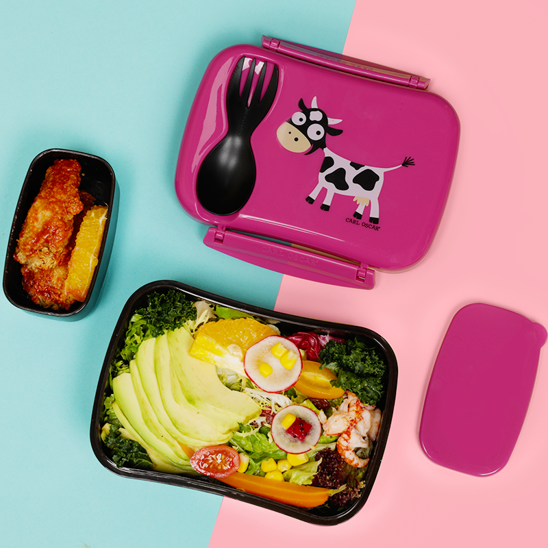 Brotdose mit Kühlakku & Besteck – Pink