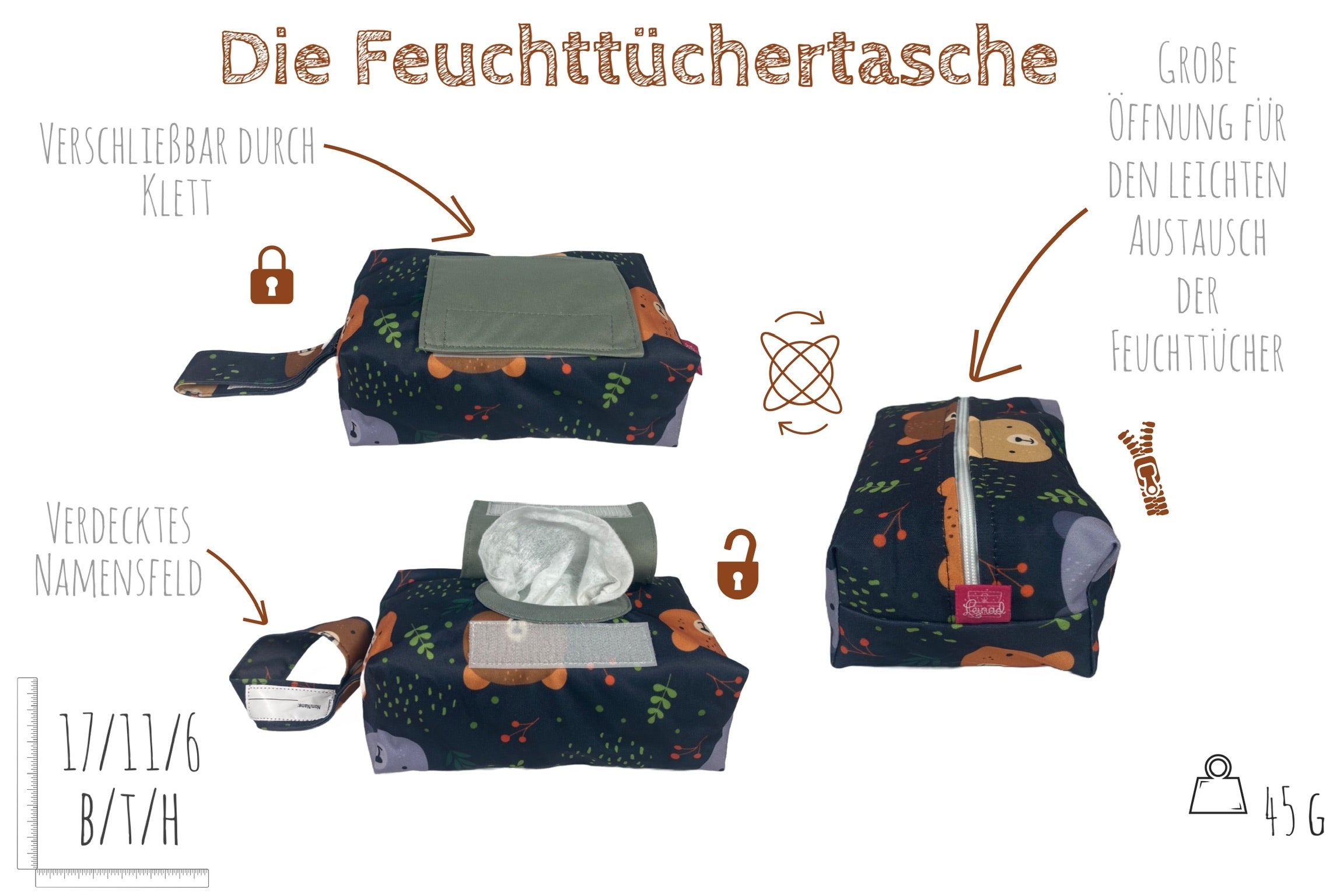 WeBaDa Feuchttuchtasche – Bären / Tiere
