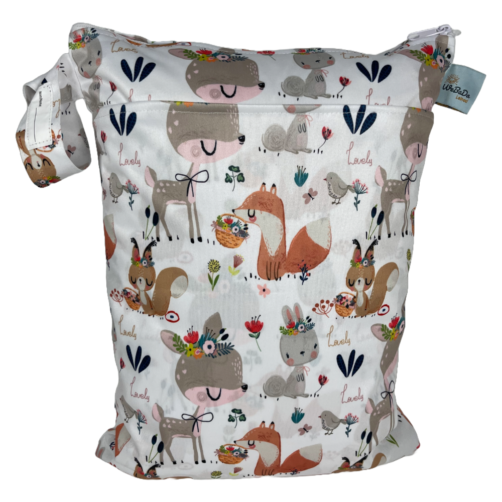Große Wetbag "Fuchs, Hase & Reh" - Nasstasche für Kita, Windeln & Badebekleidung