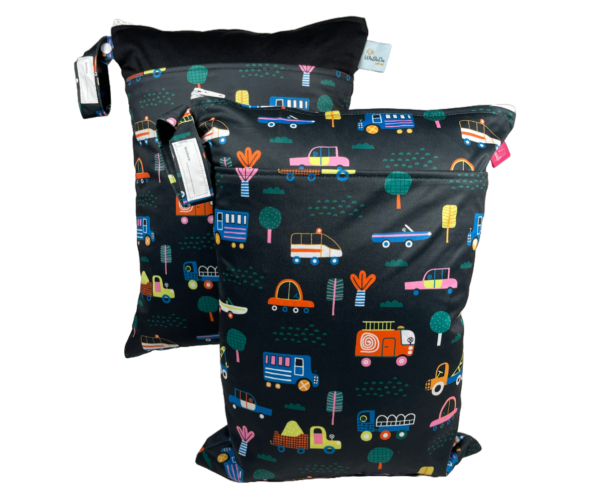 WETBAG Set "Autos" für Baby / Kind Nasstasche / Windeltasche geruchsdicht und waschbar