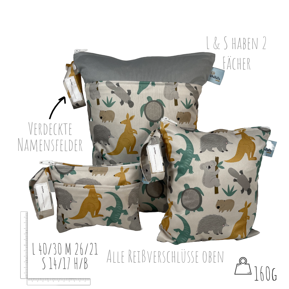 WETBAG SET „Australien“ - geruchsdichte Wäschebeutel für Kita, Reise & Alltag