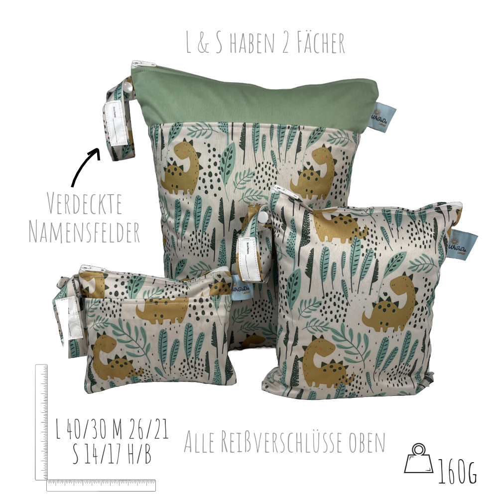 WETBAG SET „Pangea“ - geruchsdichte Wäschebeutel für Kita, Reise & Alltag