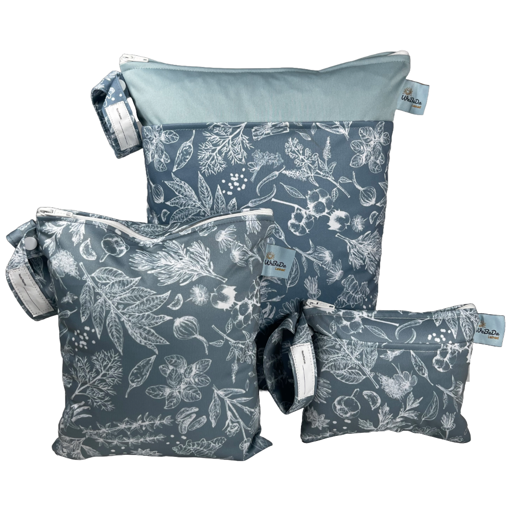 Wetbag Dreierset „Kräuter“ - Hygienetaschen für Reise & Alltag