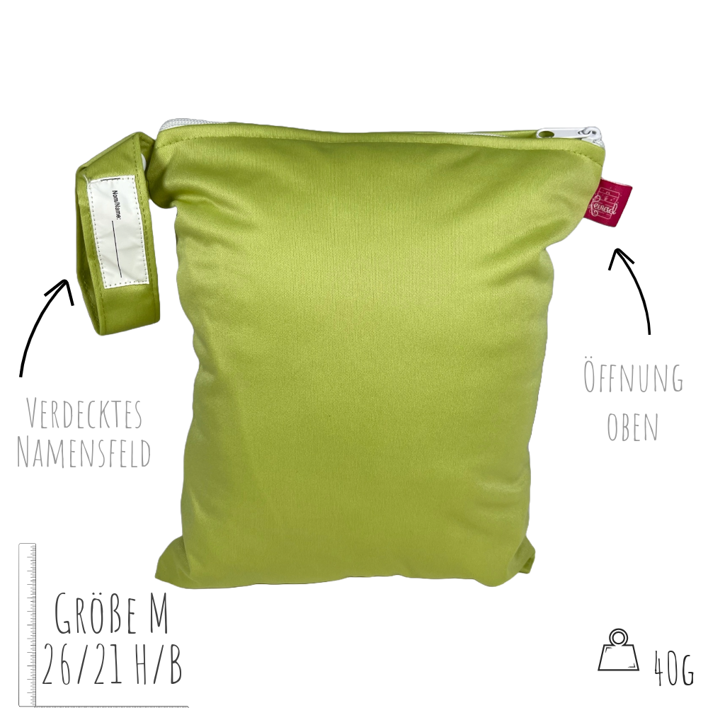Mittelgroße Wetbag "Blassgrün"- Für Hygieneprodukte, Badesachen uvm.