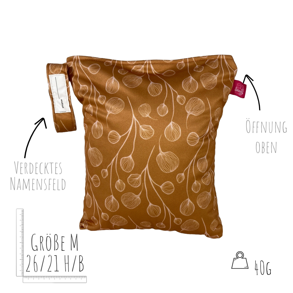 Mittelgroße Wetbag "Bronze Gräser"- Für Hygieneprodukte uvm.