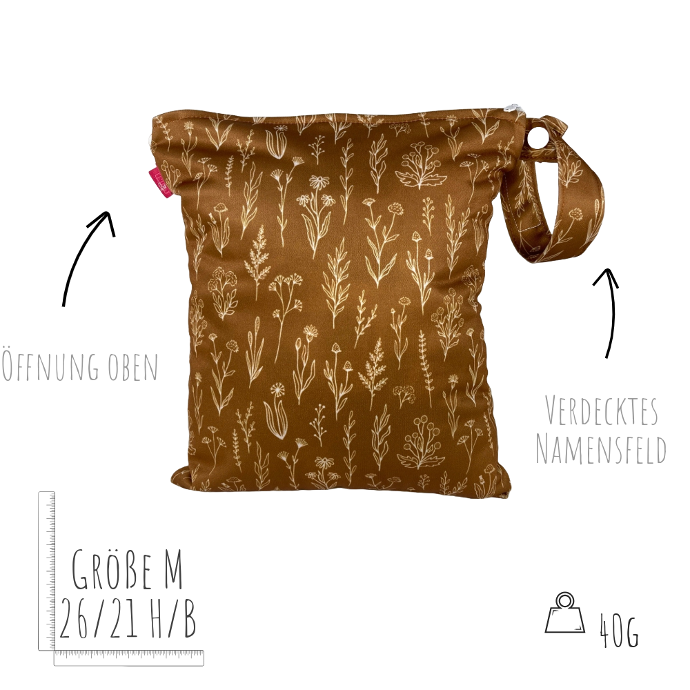 Mittelgroße Wetbag "Bronze Zweige"- Für Hygieneprodukte uvm.