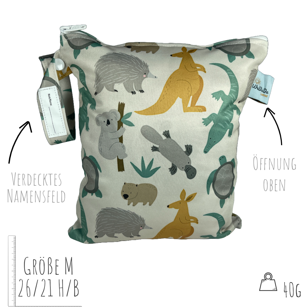 Mittelgroße Wetbag „Australien“ - für Badesachen, Waschlappen uvm.