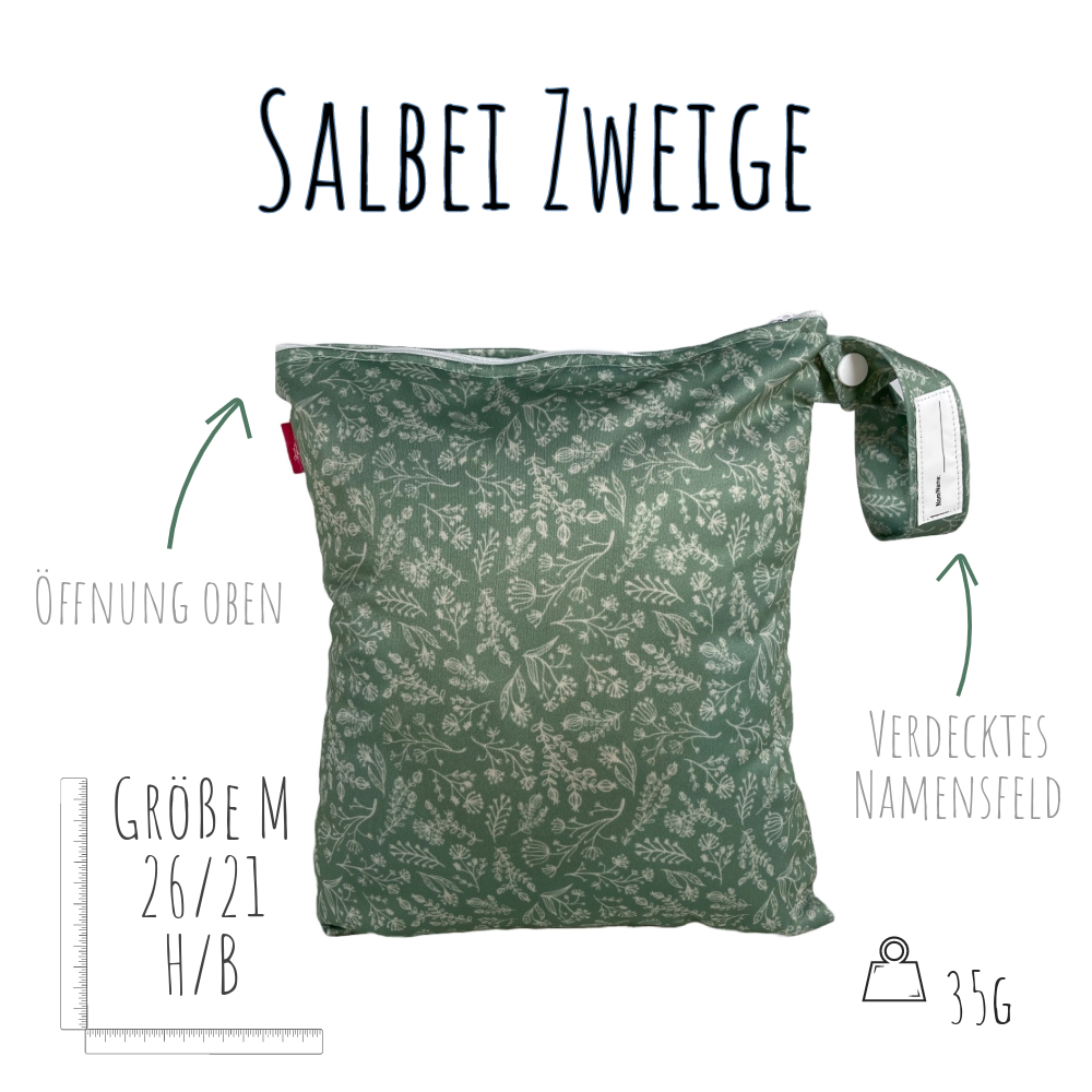 Mittelgroße Wetbag „Salbei Zweige“ - geruchsdicht & langlebig