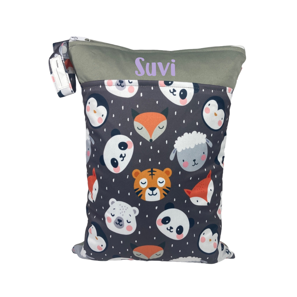 Große Wetbag "Tiere" - personalisierbar zum Kitastart