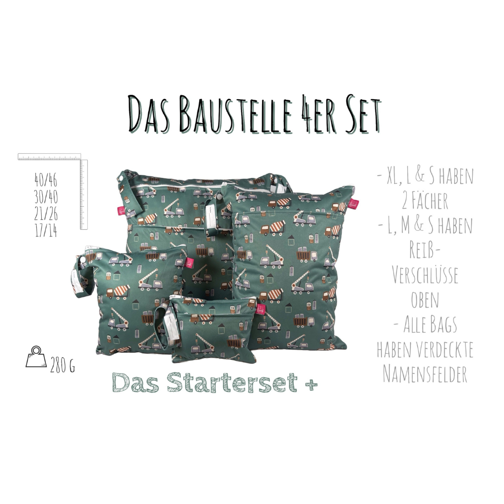 Viererset „Baustelle“ - waschbar, geruchsdicht & nachhaltig