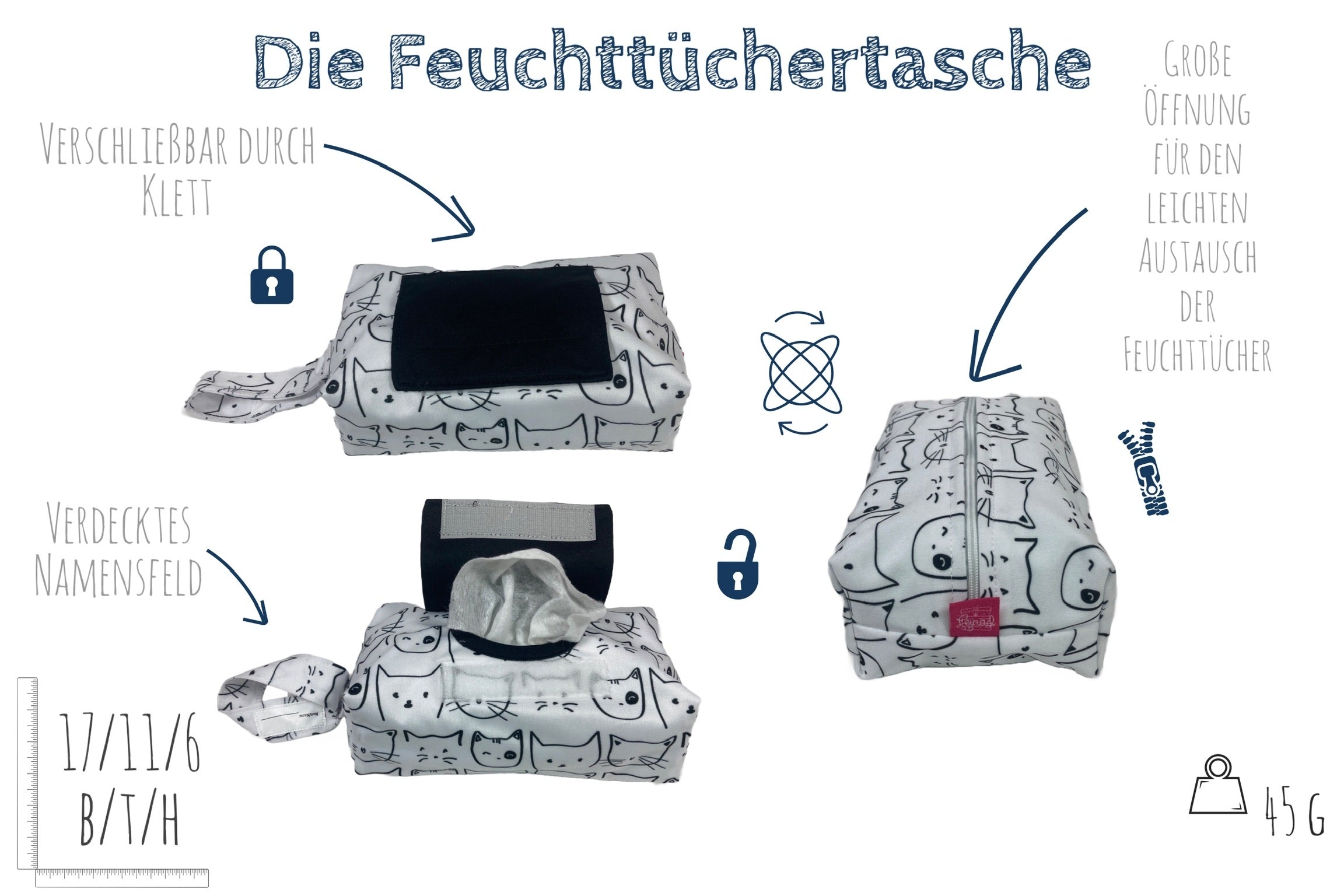 WeBaDa Feuchttuchtasche – Verschiedene Motive schwarz/weiß