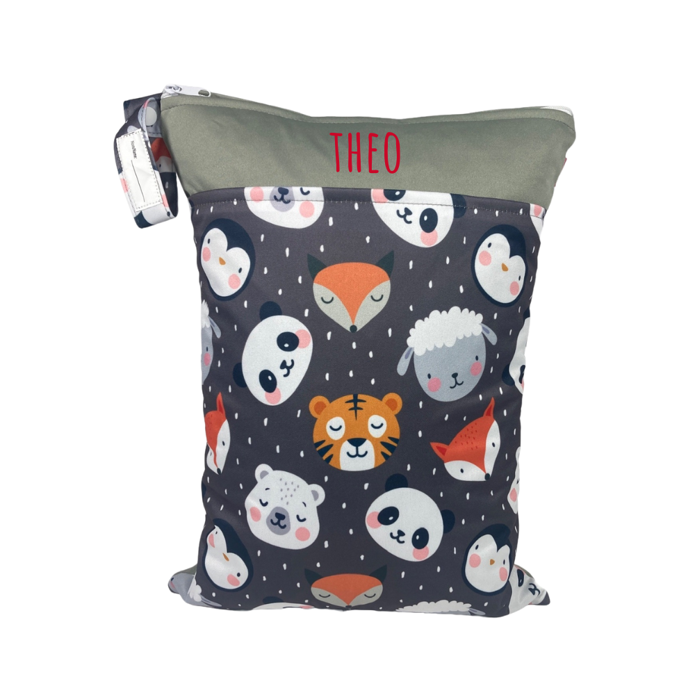 Große Wetbag "Tiere" - personalisierbar zum Kitastart