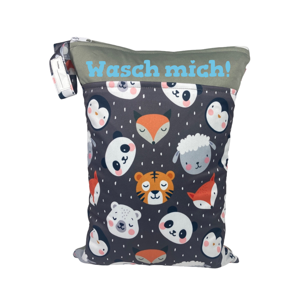 Große Wetbag "Tiere" - personalisierbar zum Kitastart