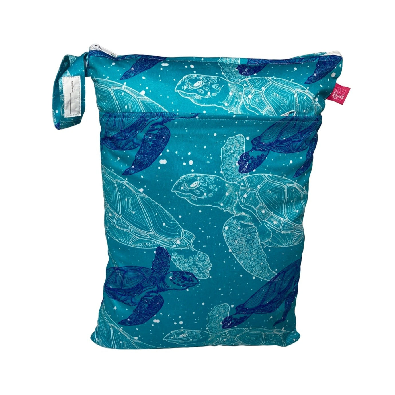 Wetbag mit zwei Fächern für nasse Kleidung & Badesachen "Schildkröten" Wiederverwendbare Nasstasche 40x30 cm