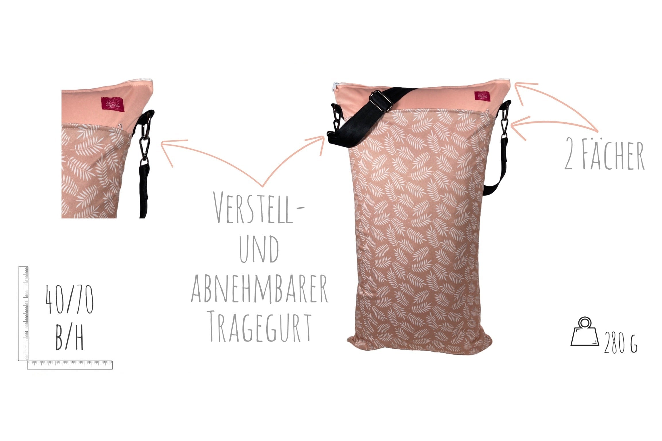 XXL Wetbag „Federn“ - Großer Wäschesack
