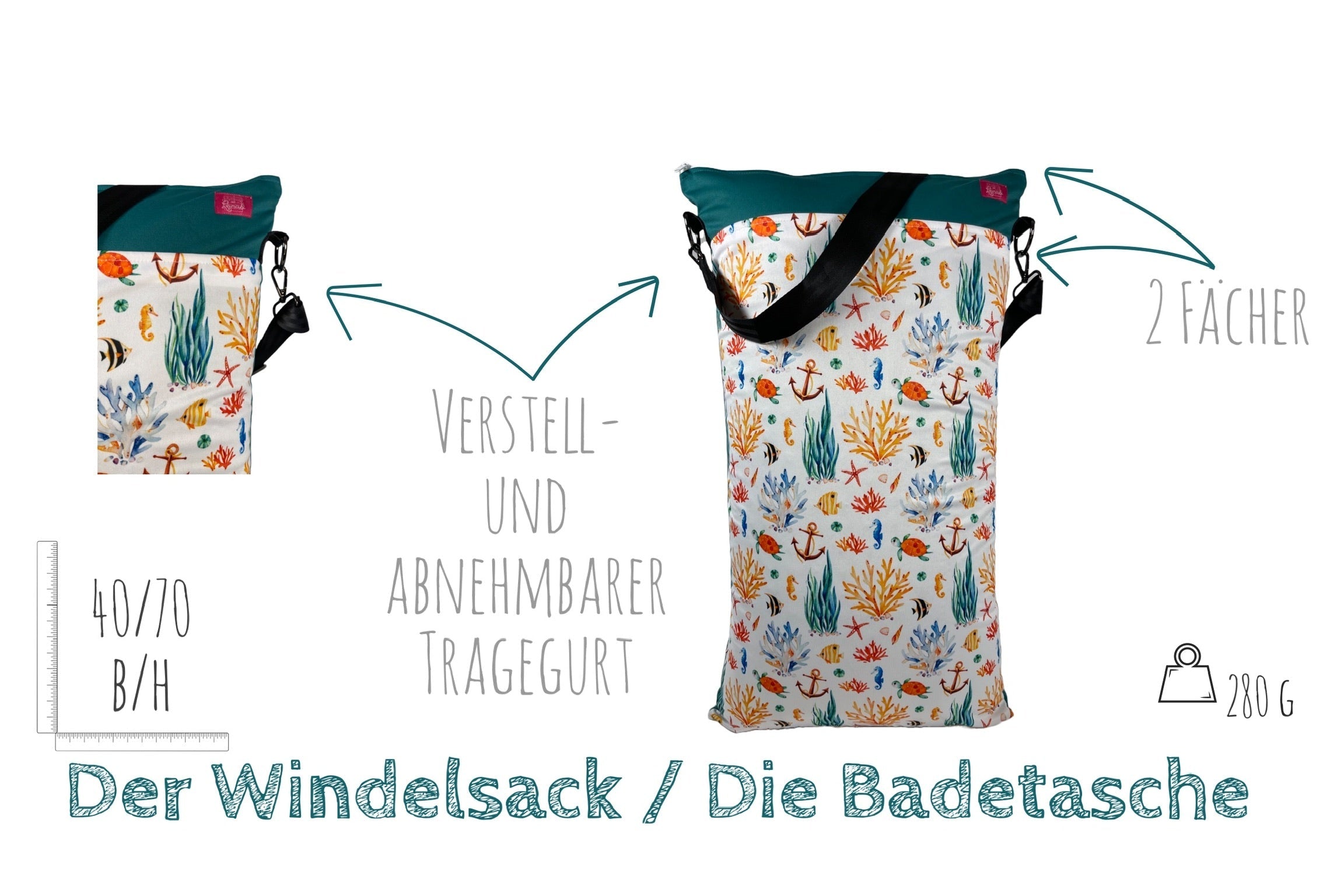 XXL Wetbag „Unterwasser“ - waschbarer Wäschebeutel
