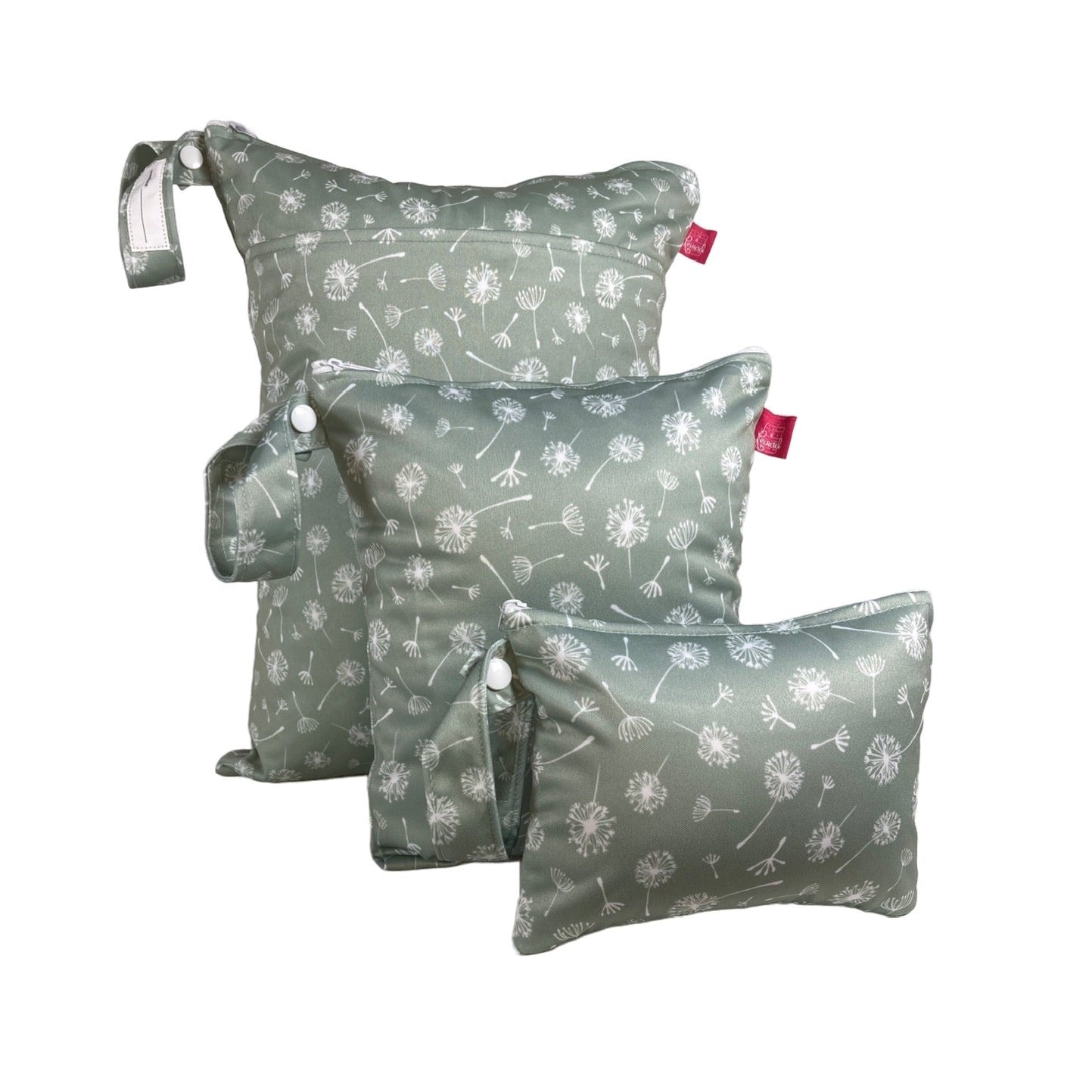 Wetbag Set „Pusteblumen Salbei“ - 3 Wäschebeutel für Reise & Alltag