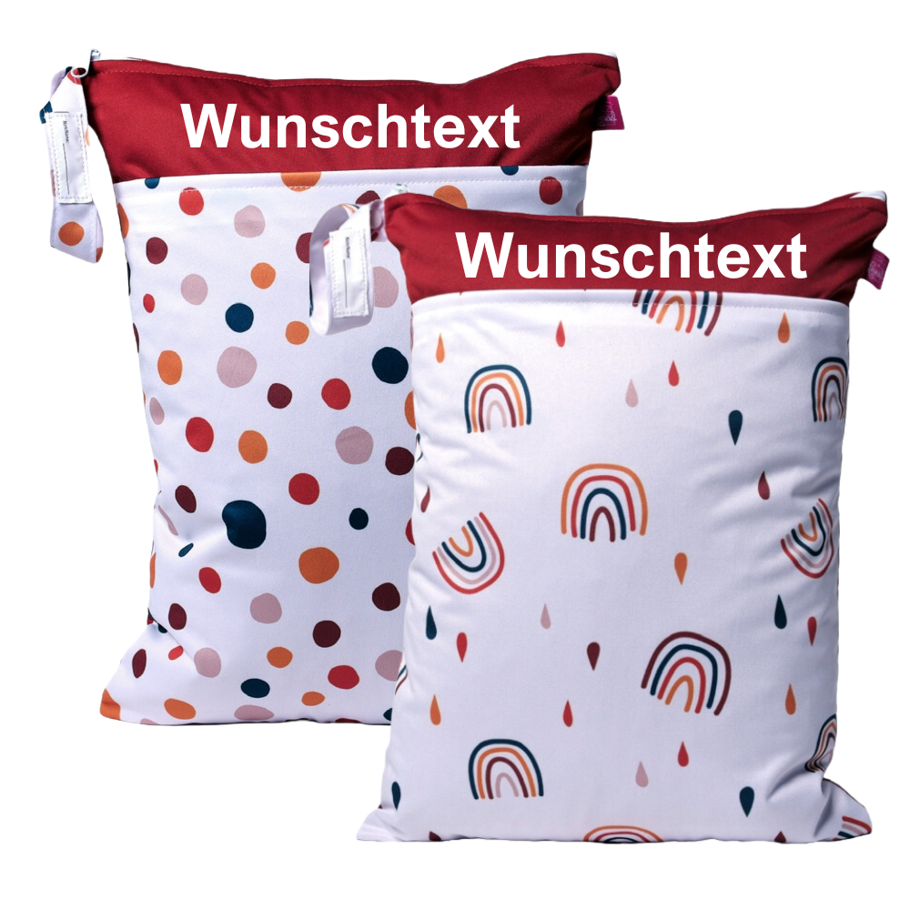 Kitastarterset „Regenbögen & Punkte“ - Personalisierbare Wetbags