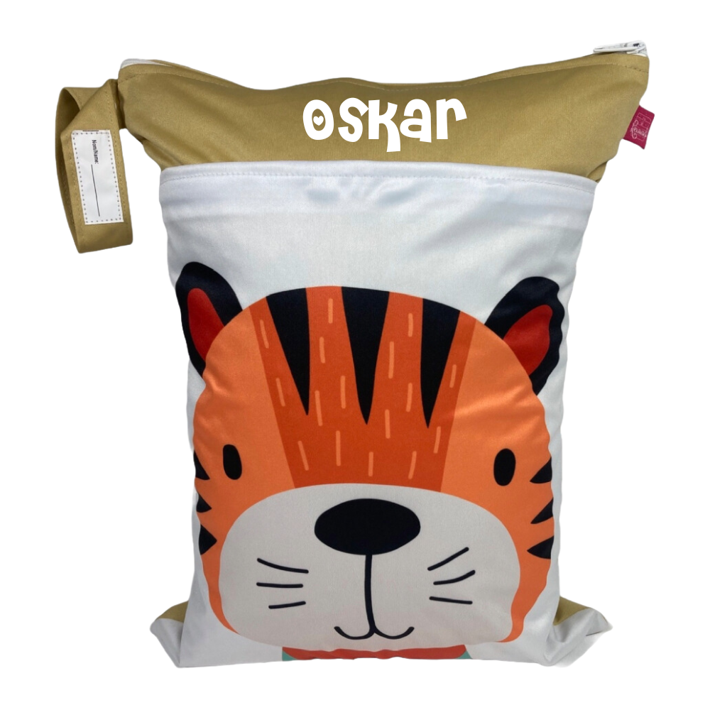 Wetbag mit Namen „Tiger“ - personalisiert für Kita & Sport