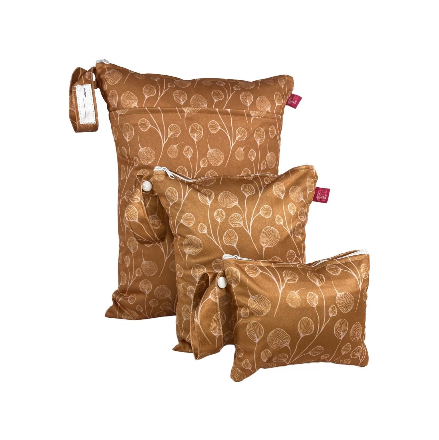 Wetbag Set „Gräser Bronze“ - 3 Hygienetaschen für Reise & Alltag
