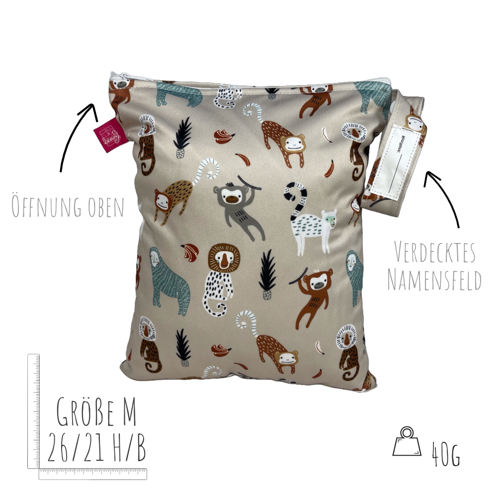 Mittelgroße Wetbag „Äffchen“ - für Hygieneprodukte uvm.