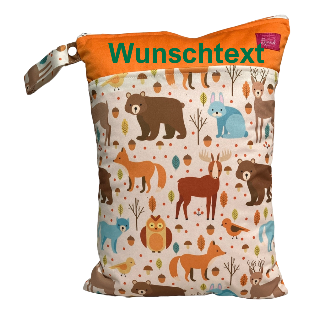 Kitastarterset „Waldtiere orange“ - Personalisierbare Wetbags