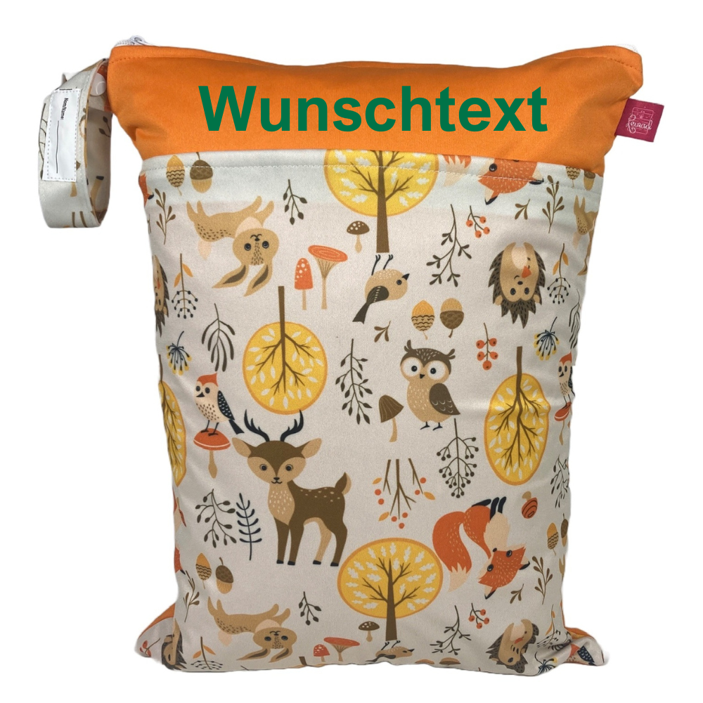 Kitastarterset „Waldtiere orange“ - Personalisierbare Wetbags