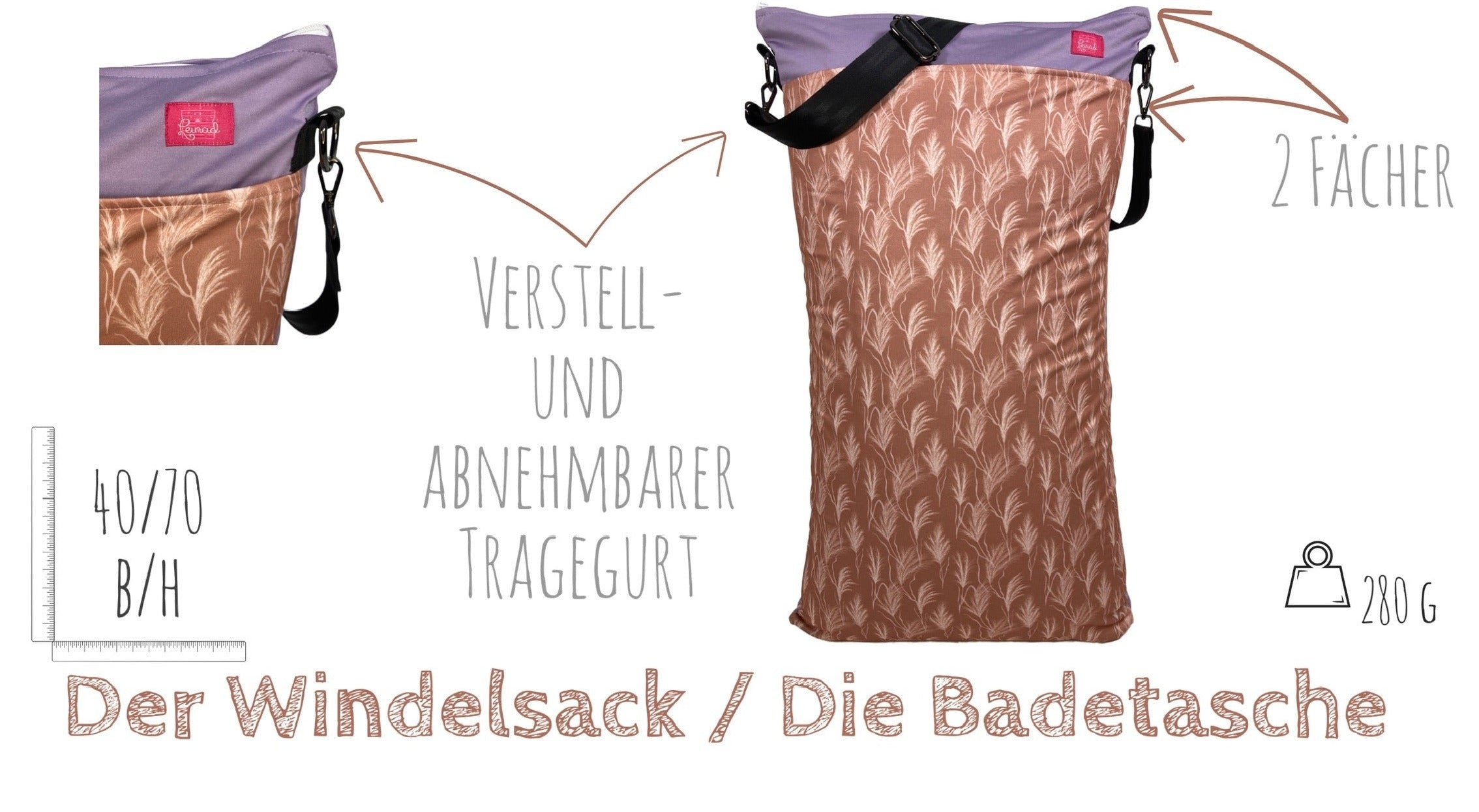 XXL Wetbag „Pampasgras“ - für feuchte und schmutzige Kleidung
