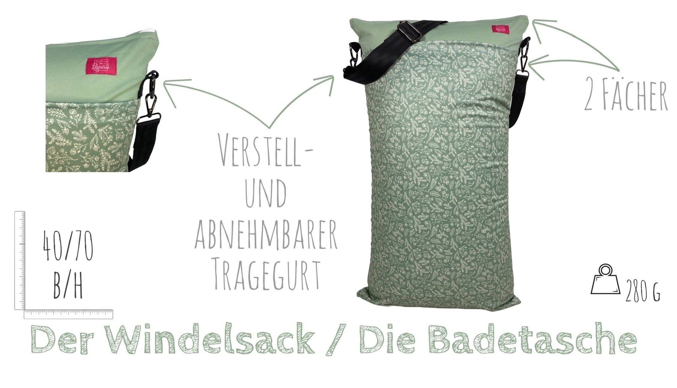 XXL Wetbag „Salbei“ - für feuchte und schmutzige Kleidung
