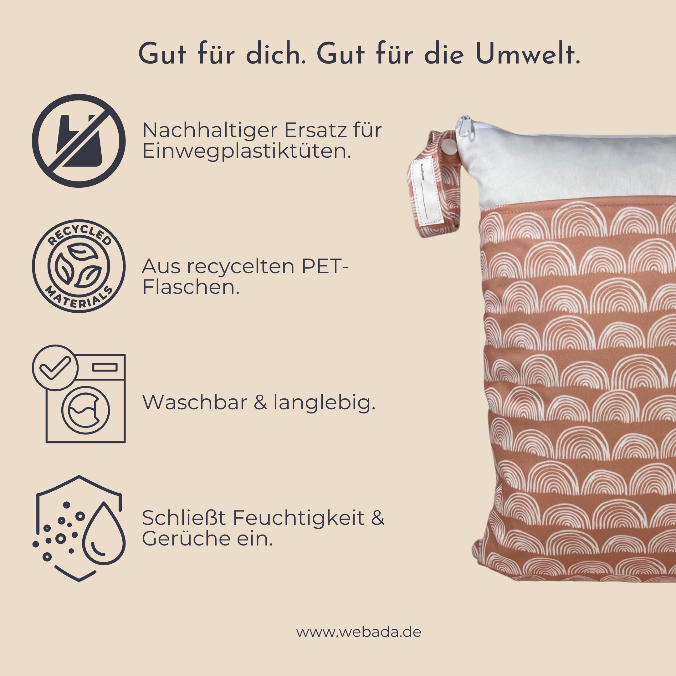 Wetbag mit zwei Fächern für nasse Kleidung & Badesachen "Schildkröten" Wiederverwendbare Nasstasche 40x30 cm
