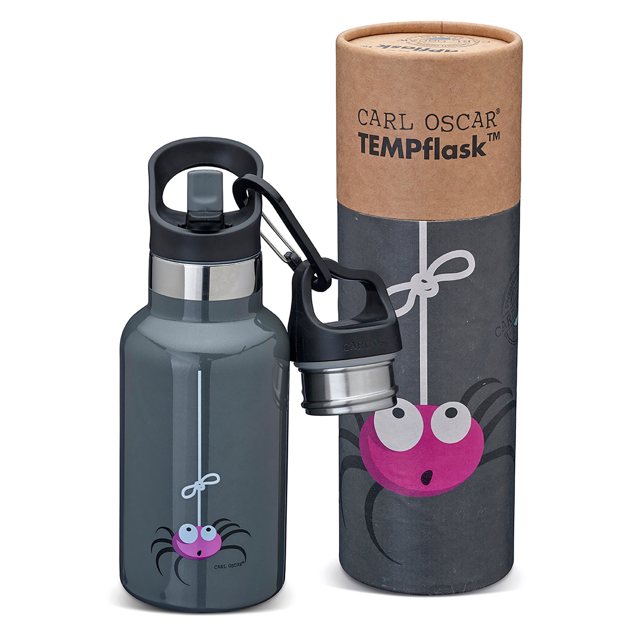 Kinder Trinkflasche aus Edelstahl, Carl Oscar, 350ml - Grau