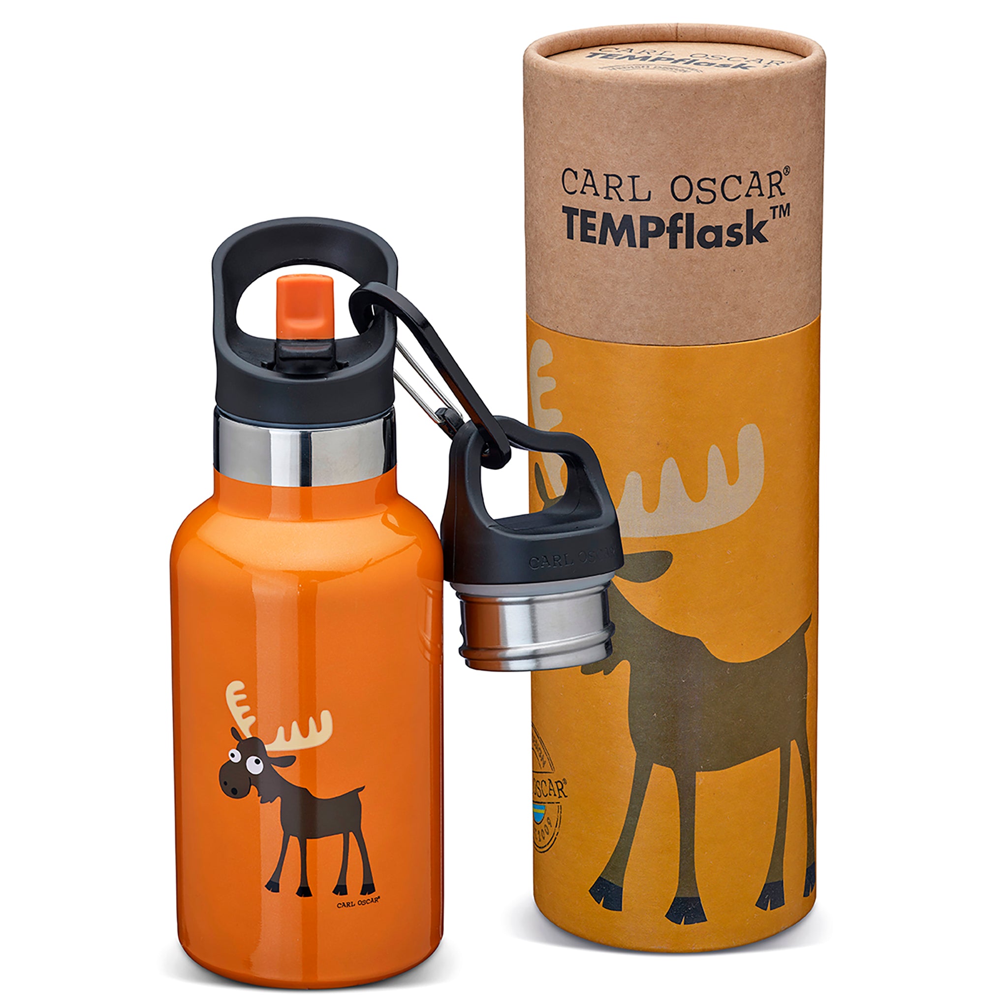 Kinder Trinkflasche aus Edelstahl, Carl Oscar, 350ml - Orange