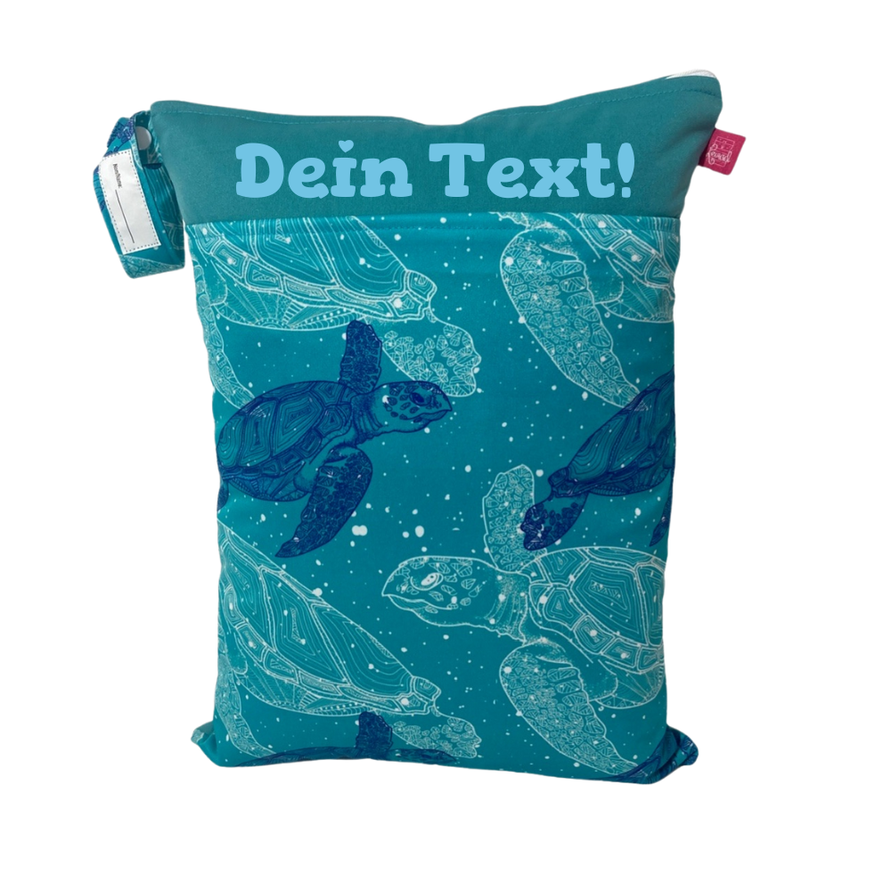 Wetbag Viererset „Schildkröten“ - personalisierbare Wäschebeutel für Reise und Alltag