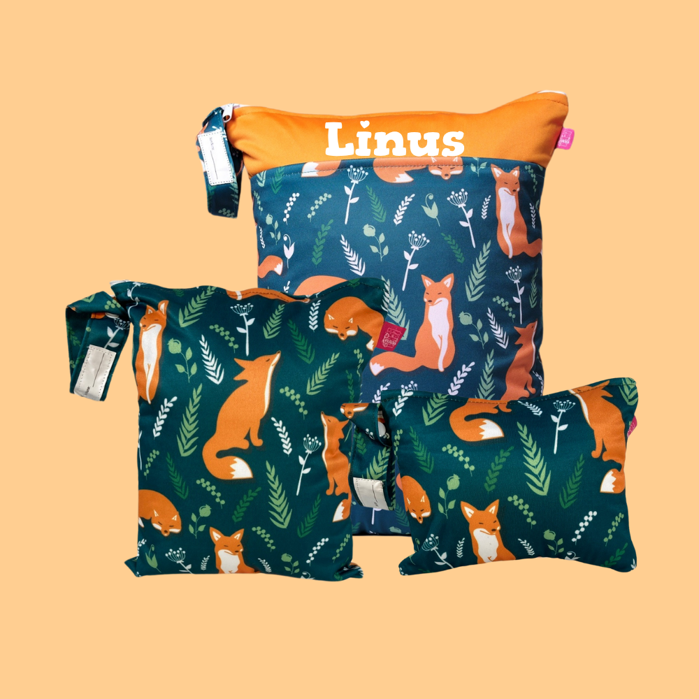 WETBAG SET „Füchse“ - geruchsdichte Wäschebeutel für Kita, Reise & Alltag