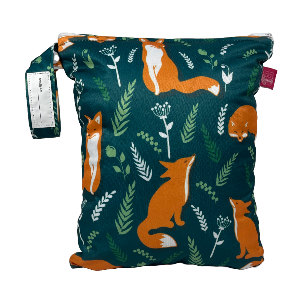 Mittelgroße Wetbag „Füchse“ - für Badesachen, Waschlappen uvm.