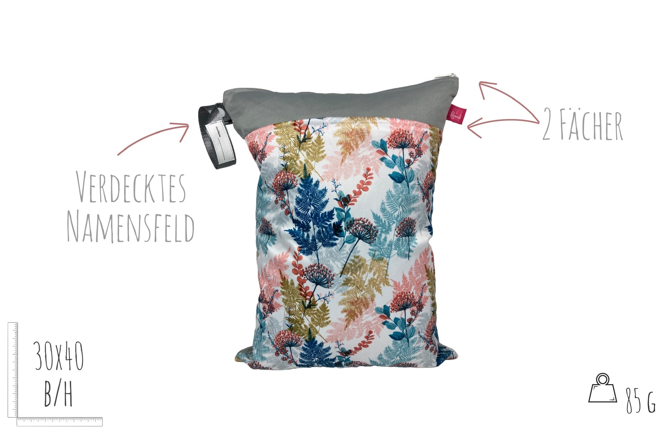 Personalisierte Wetbag „Blumen & Blätter“ - Nass-Trockentasche