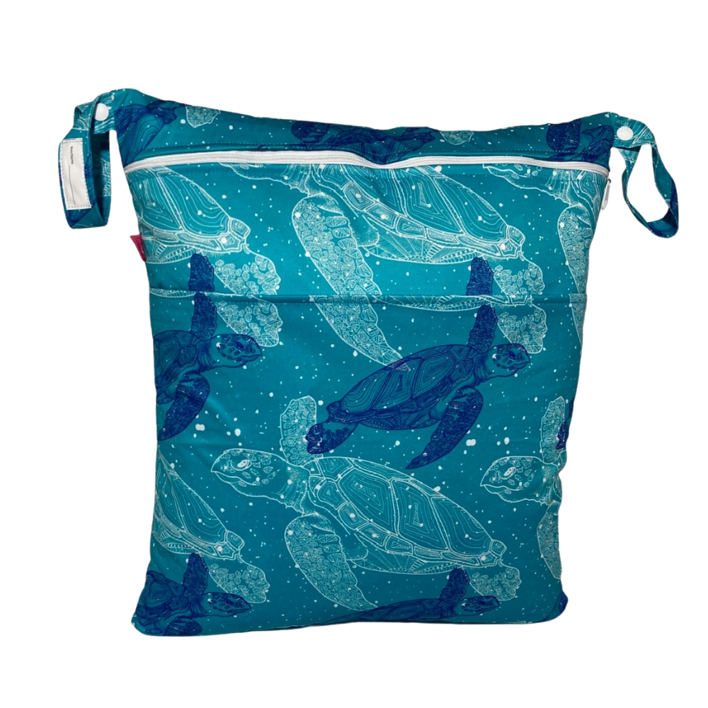 Wetbag Viererset „Schildkröten“ - personalisierbare Wäschebeutel für Reise und Alltag