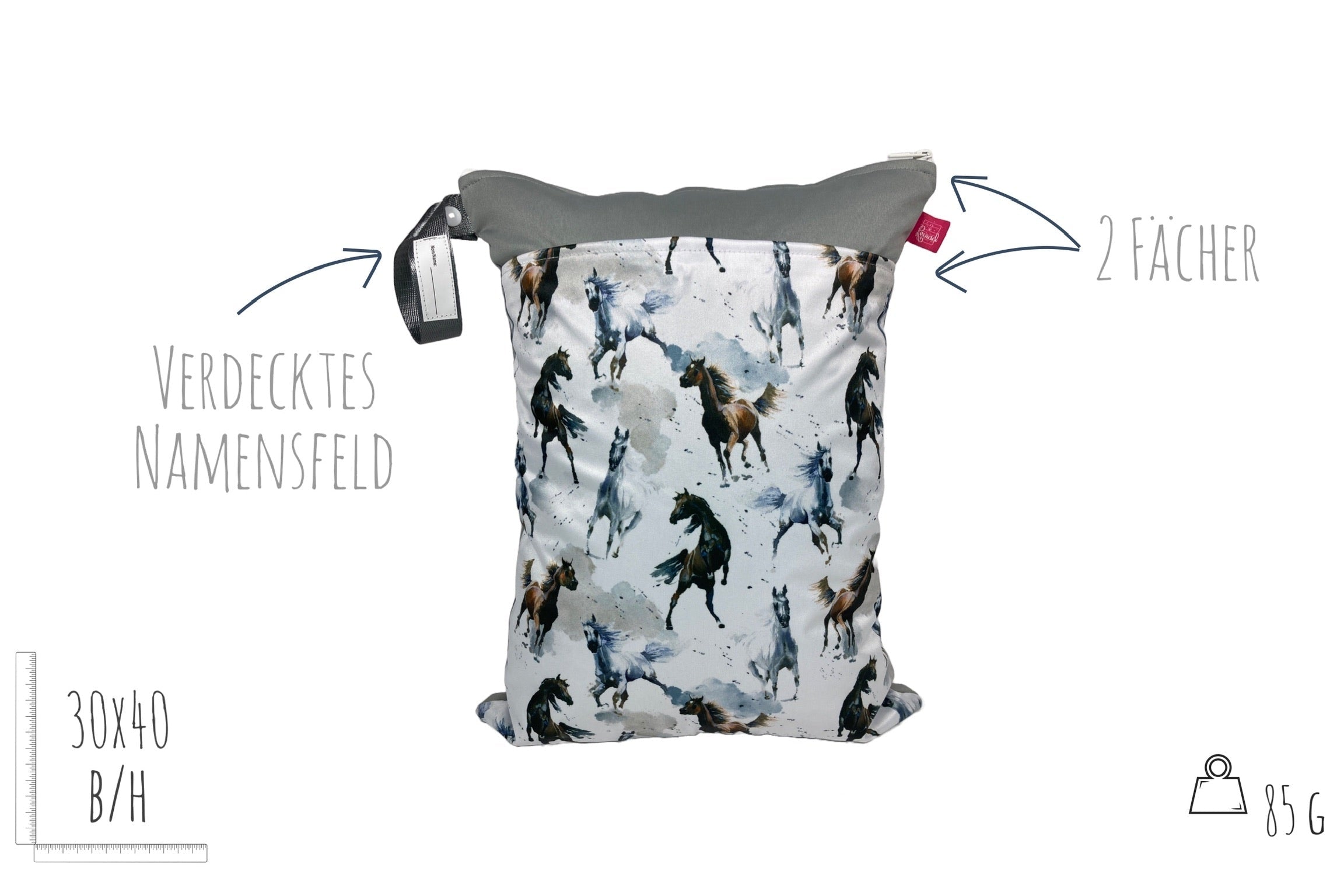 Personalisierte Wetbag „Wildpferde“ - Wäschebeutel für Sport & Reise